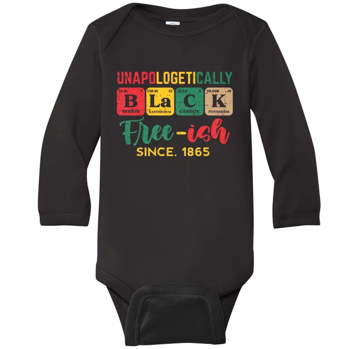 Juneteenth Unapologetically Black Periodic Baby Long Sleeve Bodysuit