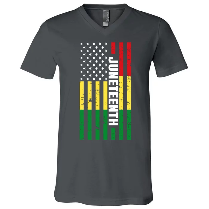 Juneteenth USA Black History Month Flag V-Neck T-Shirt