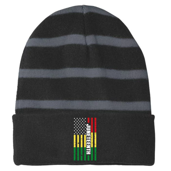 Juneteenth USA Black History Month Flag Striped Beanie with Solid Band