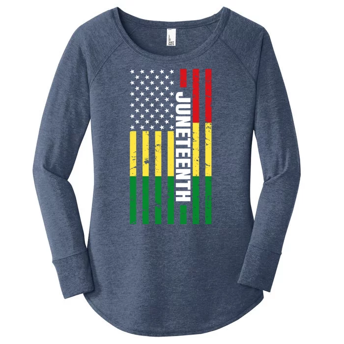 Juneteenth USA Black History Month Flag Women's Perfect Tri Tunic Long Sleeve Shirt