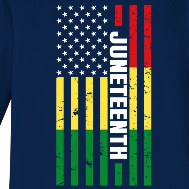 Juneteenth USA Black History Month Flag Baby Long Sleeve Bodysuit