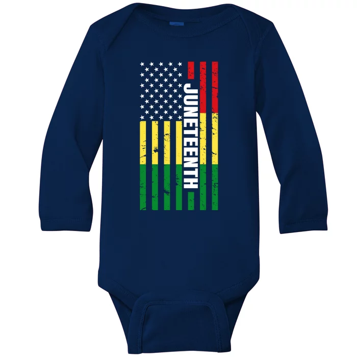 Juneteenth USA Black History Month Flag Baby Long Sleeve Bodysuit