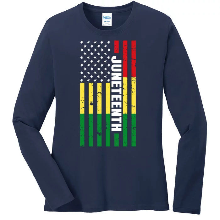 Juneteenth USA Black History Month Flag Ladies Long Sleeve Shirt