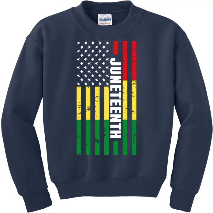 Juneteenth USA Black History Month Flag Kids Sweatshirt