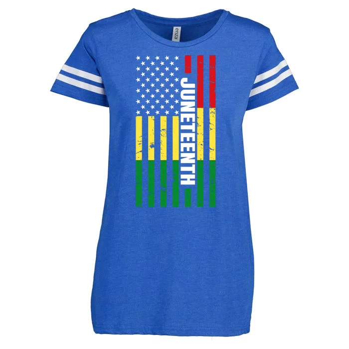 Juneteenth USA Black History Month Flag Enza Ladies Jersey Football T-Shirt