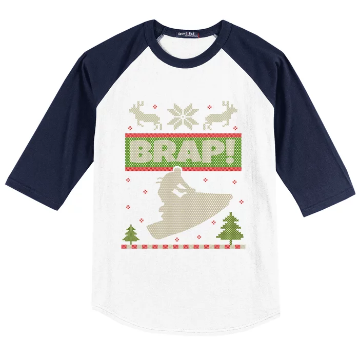 Jetski Ugly Christmas Funny Brap Jet Ski Ugly Xmas Gift Baseball Sleeve Shirt