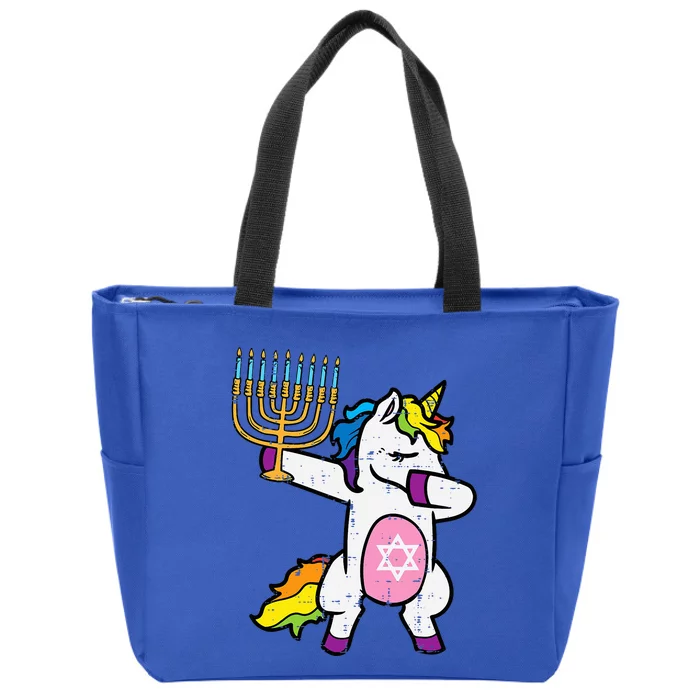 Jewish Unicorn Dab Jewnicorn Hanukkah Chanukah Zip Tote Bag