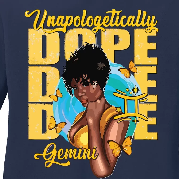 Juneteenth Unapologetically Dope Gemini Melanin Horoscope Ladies Long Sleeve Shirt