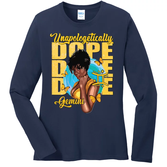 Juneteenth Unapologetically Dope Gemini Melanin Horoscope Ladies Long Sleeve Shirt