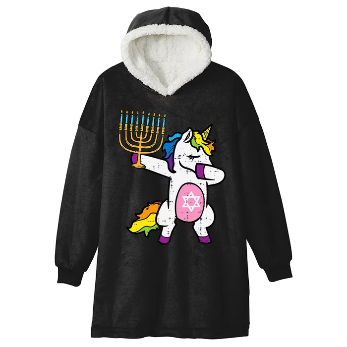 Jewish Unicorn Dab Jewnicorn Hanukkah Chanukah Hooded Wearable Blanket