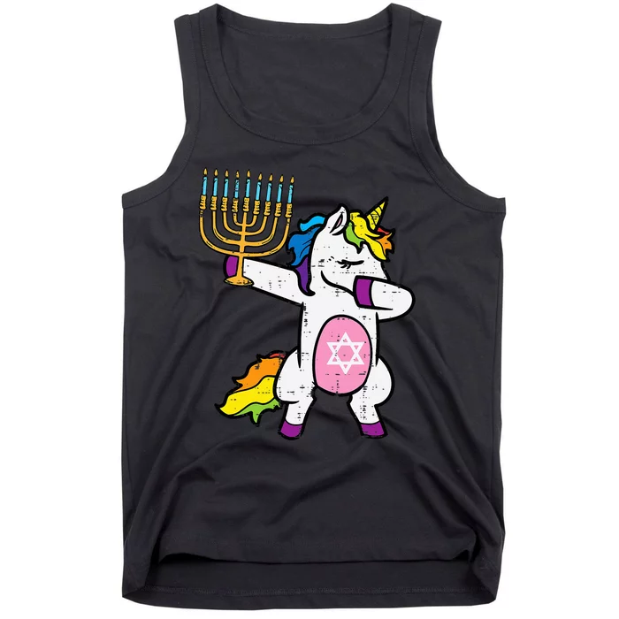 Jewish Unicorn Dab Jewnicorn Hanukkah Chanukah Tank Top