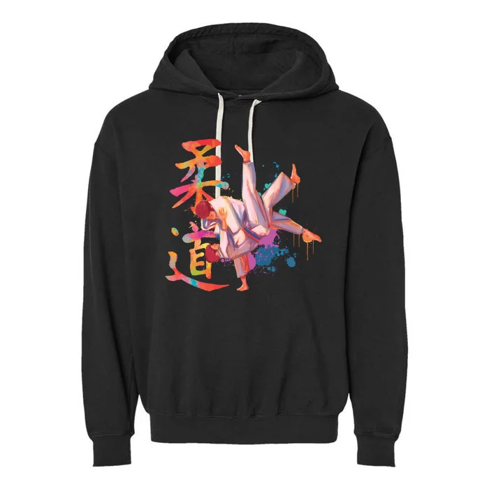 Judo Martial Arts Watercolor Garment-Dyed Fleece Hoodie