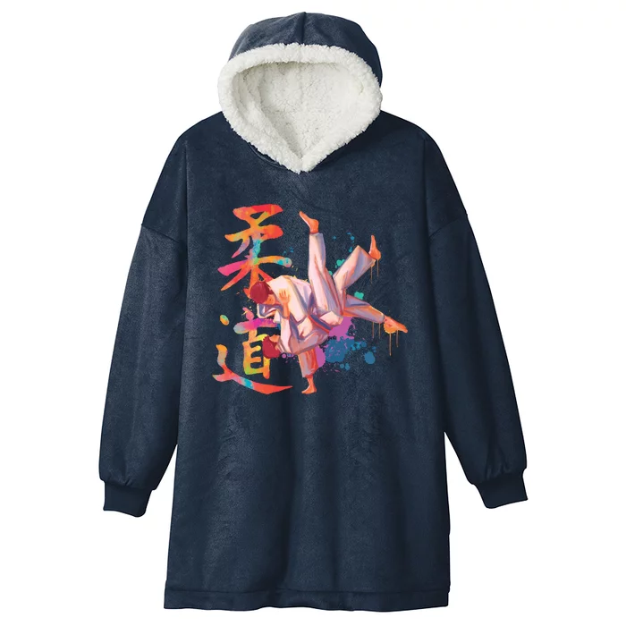 Judo Martial Arts Watercolor Hooded Wearable Blanket