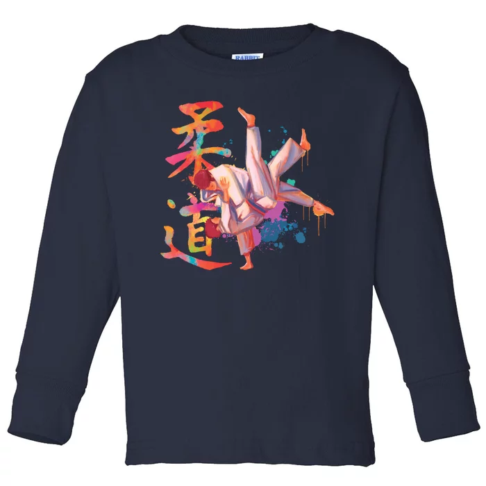 Judo Martial Arts Watercolor Toddler Long Sleeve Shirt