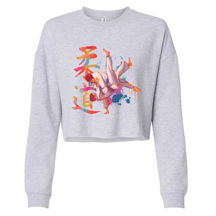 Judo Martial Arts Watercolor Cropped Pullover Crew