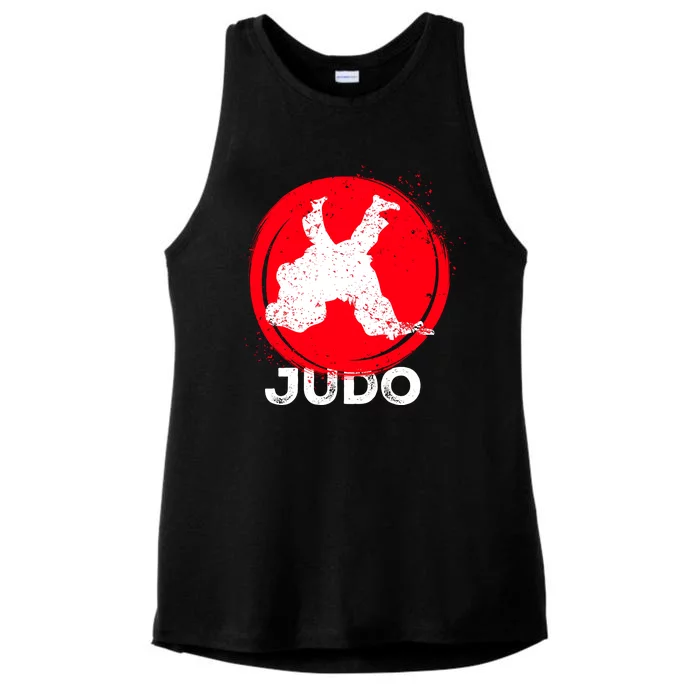 JUDO Olympic Sports Stylized Distressed Ladies Tri-Blend Wicking Tank