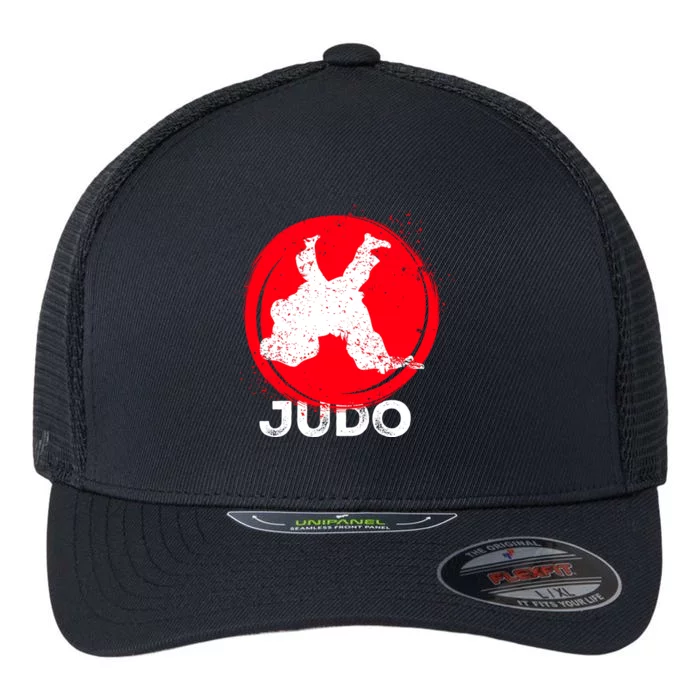 JUDO Olympic Sports Stylized Distressed Flexfit Unipanel Trucker Cap