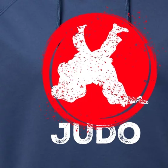 JUDO Olympic Sports Stylized Distressed Performance Fleece Hoodie