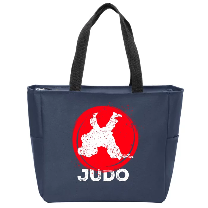 JUDO Olympic Sports Stylized Distressed Zip Tote Bag