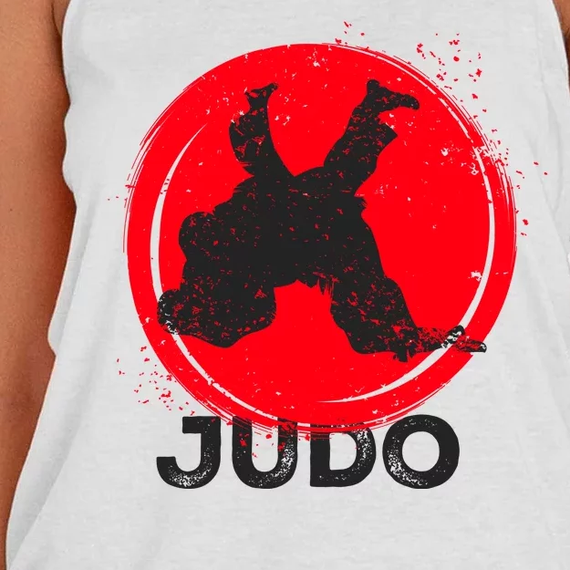 JUDO Olympic Sports Stylized Distressed Women's Knotted Racerback Tank