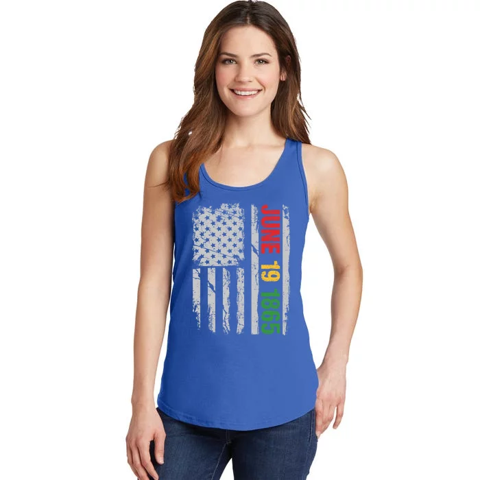 Juneteenth Usa Flag June 19 1865 Black History Month Freedom Cute Gift Ladies Essential Tank