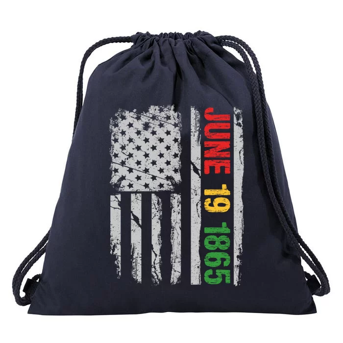 Juneteenth Usa Flag June 19 1865 Black History Month Freedom Cute Gift Drawstring Bag