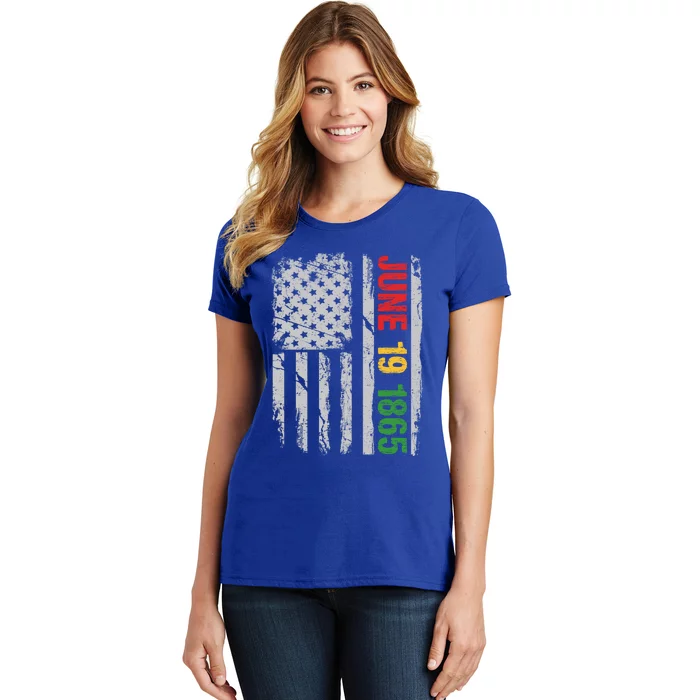 Juneteenth Usa Flag June 19 1865 Black History Month Freedom Gift Women's T-Shirt