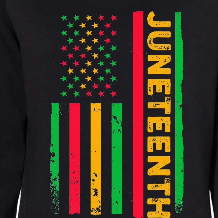 Juneteenth USA Flag Black History Day Afro American Womens California Wash Sweatshirt