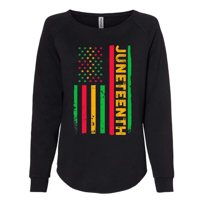 Juneteenth USA Flag Black History Day Afro American Womens California Wash Sweatshirt