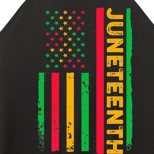 Juneteenth USA Flag Black History Day Afro American Women’s Perfect Tri Rocker Tank