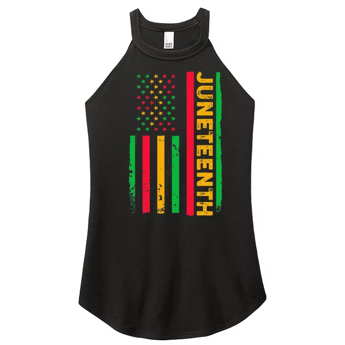 Juneteenth USA Flag Black History Day Afro American Women’s Perfect Tri Rocker Tank