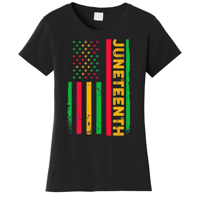 Juneteenth USA Flag Black History Day Afro American Women's T-Shirt