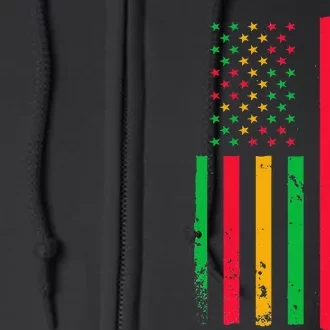 Juneteenth USA Flag Black History Day Afro American Full Zip Hoodie