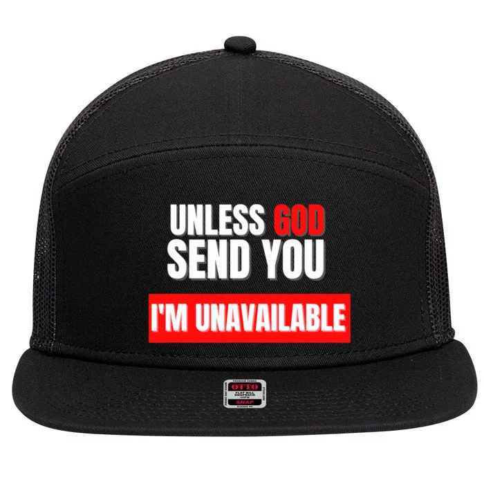 Jesus Unless God Send You Religion Christianity Jesus 7 Panel Mesh Trucker Snapback Hat