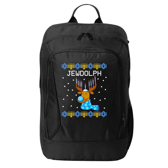 Jewdolph Ugly Hanukkah Sweater Reindeerorah Chanukah City Backpack