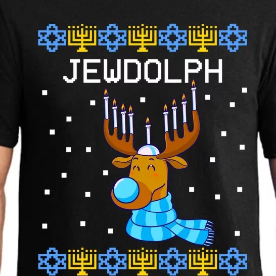 Jewdolph Ugly Hanukkah Sweater Reindeerorah Chanukah Pajama Set