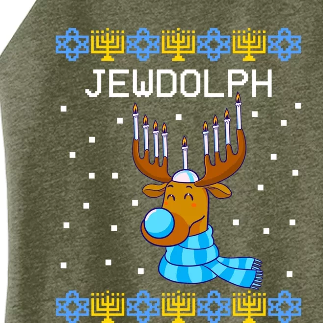 Jewdolph Ugly Hanukkah Sweater Reindeerorah Chanukah Women’s Perfect Tri Rocker Tank