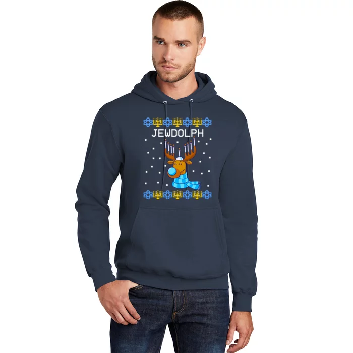 Jewdolph Ugly Hanukkah Sweater Reindeerorah Chanukah Hoodie