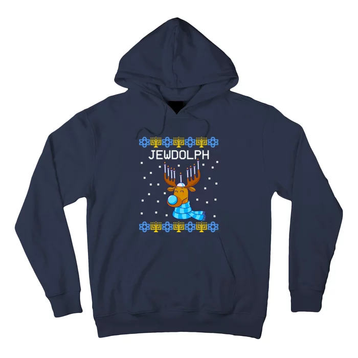 Jewdolph Ugly Hanukkah Sweater Reindeerorah Chanukah Hoodie