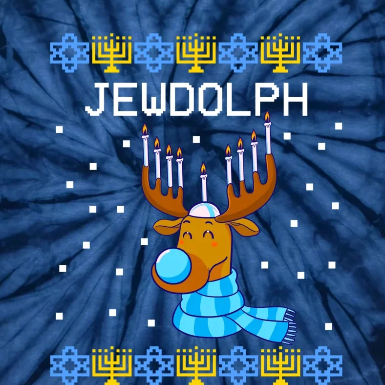 Jewdolph Ugly Hanukkah Sweater Reindeerorah Chanukah Tie-Dye T-Shirt