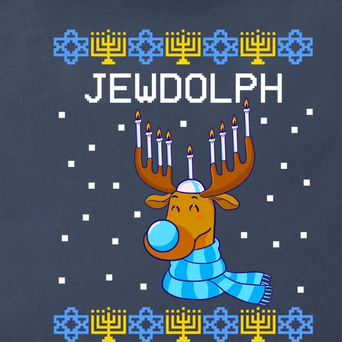 Jewdolph Ugly Hanukkah Sweater Reindeerorah Chanukah Zip Tote Bag