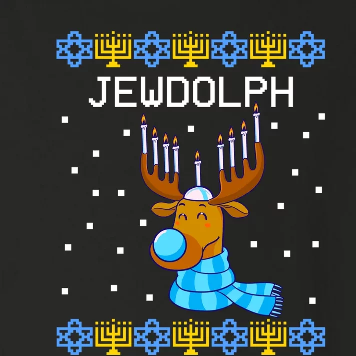 Jewdolph Ugly Hanukkah Sweater Reindeerorah Chanukah Toddler Long Sleeve Shirt