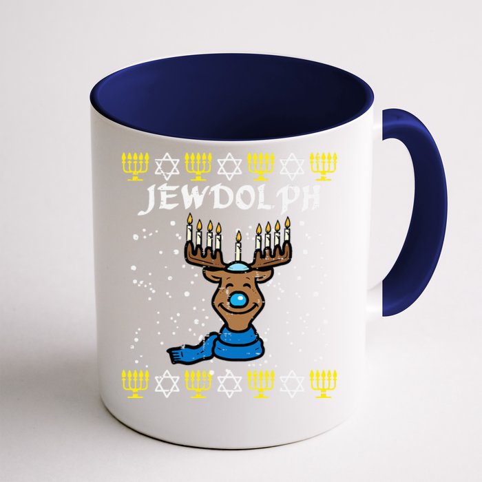 Jewdolph Ugly Hanukkah Reindeer Funny Chanukah Front & Back Coffee Mug