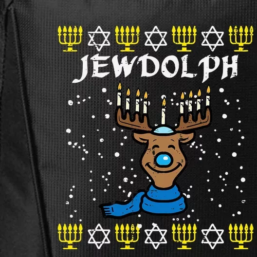 Jewdolph Ugly Hanukkah Reindeer Funny Chanukah City Backpack