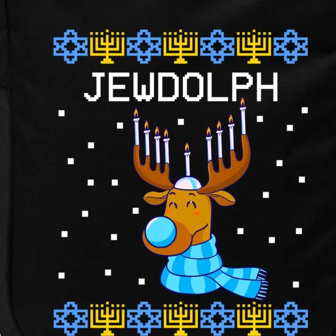 Jewdolph Ugly Hanukkah Sweater Reindeer Menorah Chanukah Impact Tech Backpack