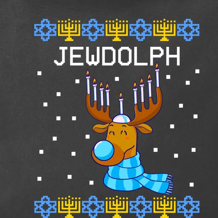 Jewdolph Ugly Hanukkah Sweater Reindeerorah Chanukah Zip Tote Bag