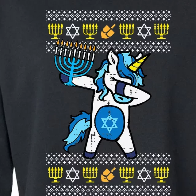 Jewish Unicorn Jewnicorn Hanukkah Chanukah Cropped Pullover Crew