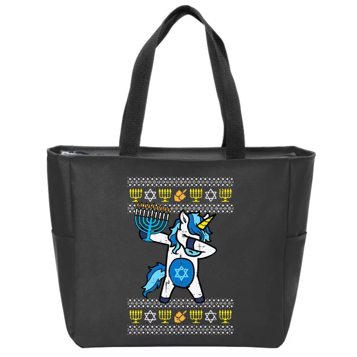 Jewish Unicorn Jewnicorn Hanukkah Chanukah Zip Tote Bag