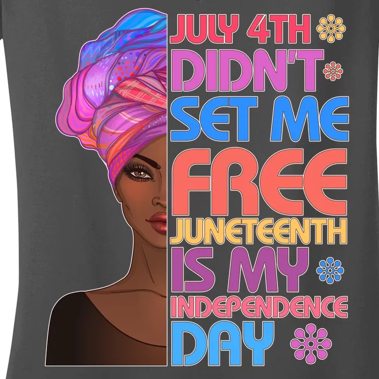 July 4th Didn't Set Me Free Juneteenth Women's V-Neck T-Shirt