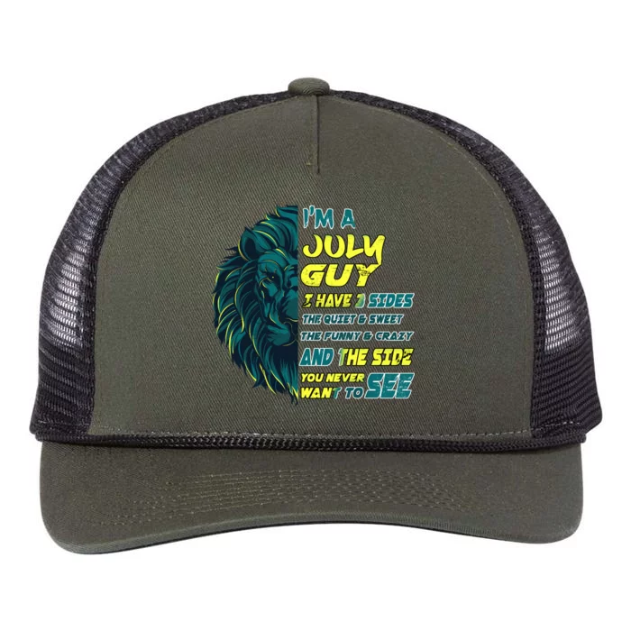 July Birthday Guy Has 3 Sides Sweet Funny Crazy Retro Rope Trucker Hat Cap